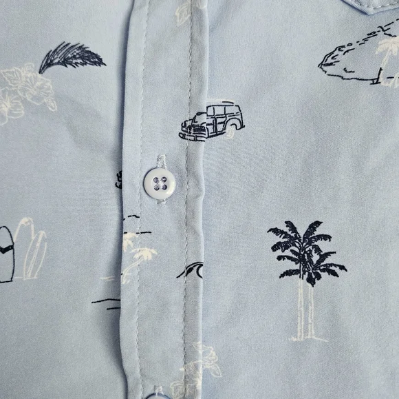 Mountain and Isles Shirt Mens Medium blue tropical button up beach summer EUC - Picture 4 of 6